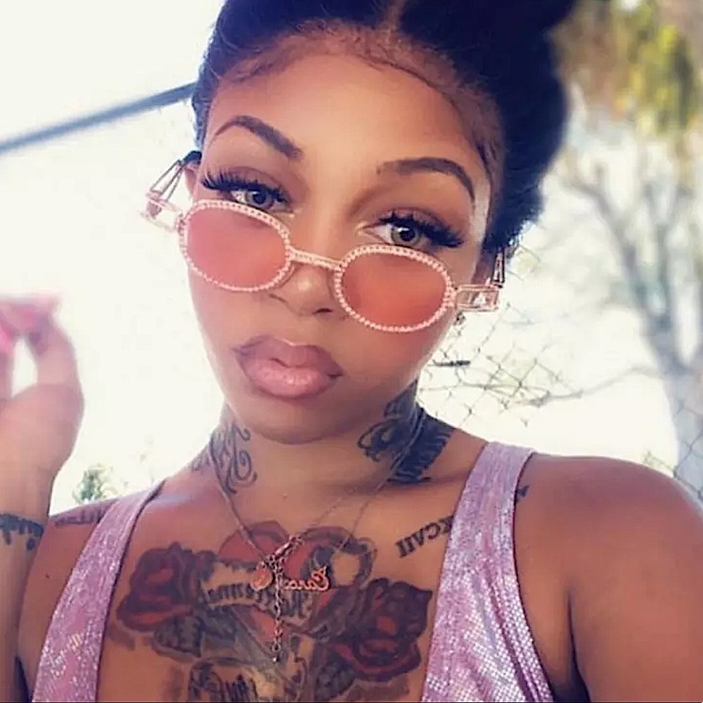 Unisex Pink Rhinestones Glasses